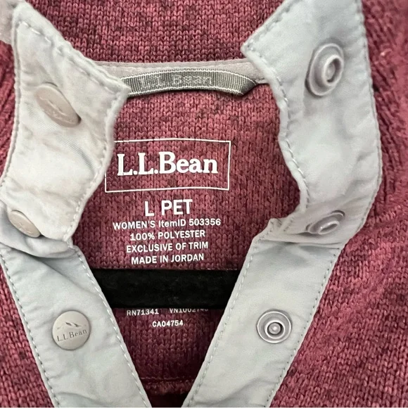 L.L. Bean Burgundy Pullover with Light Gray Details - Picture 2 of 3